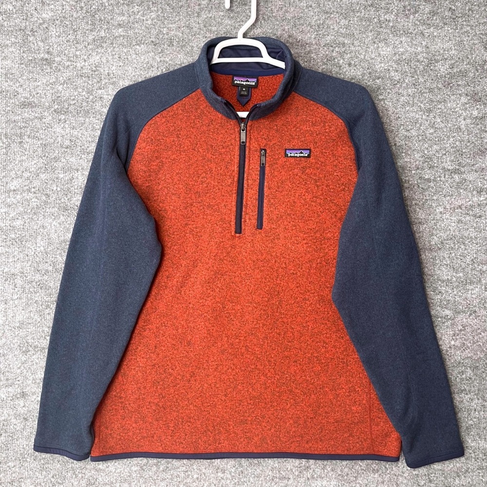 Patagonia Better Sweater 1/4 Zip Fleece Pullover Mens XL Orange Navy 25522 FA16 - Picture 2 of 8